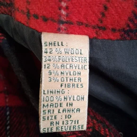 Vintage Marsh Landing Wool Plaid Red Navy Blue Wrap Skirt Size 10 Retro - Picture 7 of 13